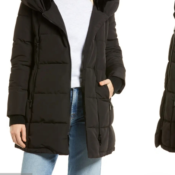 New Sam Edelman Asymmetrical Water Repellent Puffer Jacket - Picture 1 of 9